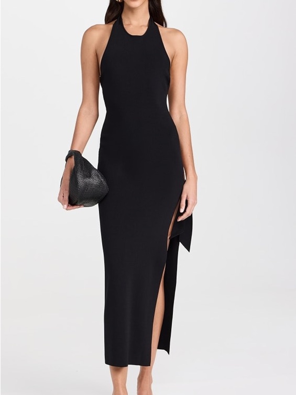 Express Sleeveless Ponte Racerback black Midi Dress with slit size small - Picture 2 of 12